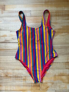 Striped Low Back Swimsuit